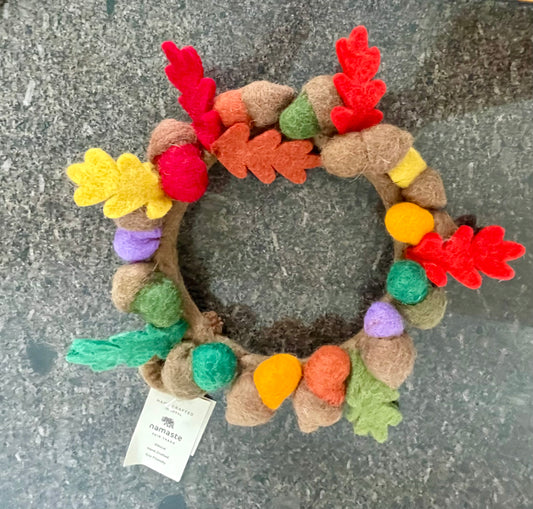 Felt Rainbow Acorn Autumn Wreath