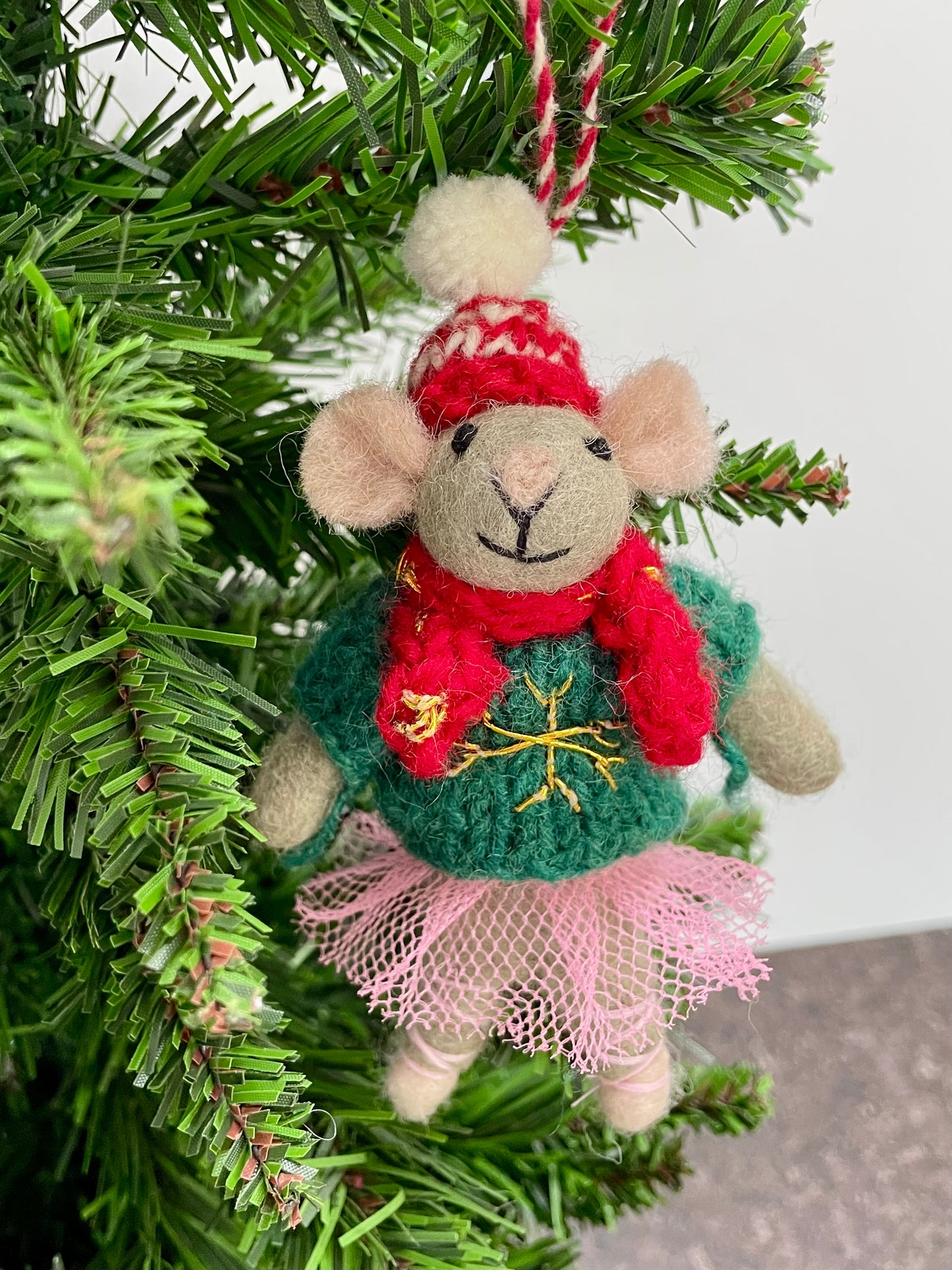 100 % Wool Mouse Christmas Decoration for tree.