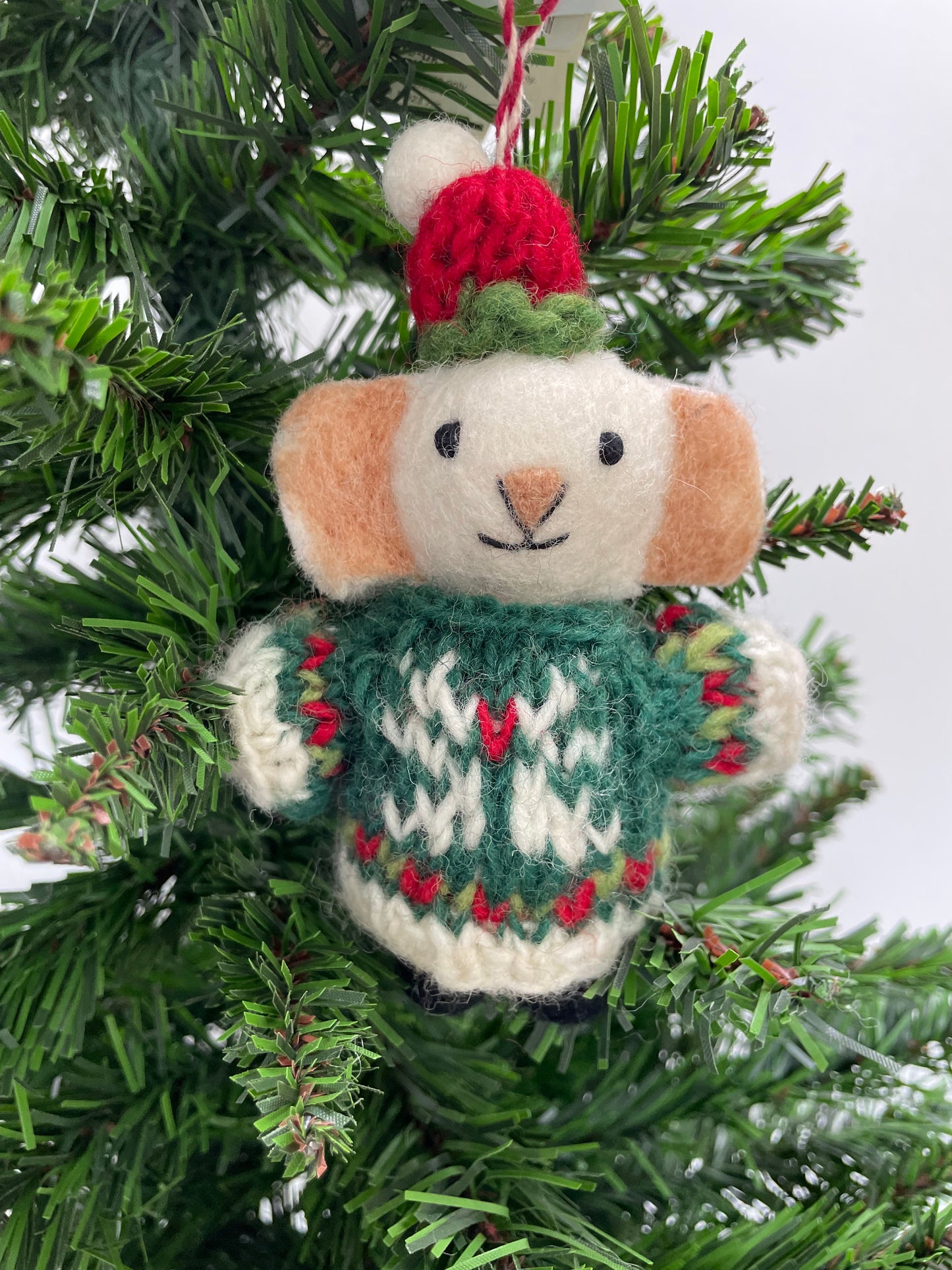 100 % Wool Mouse Christmas Decoration for tree.