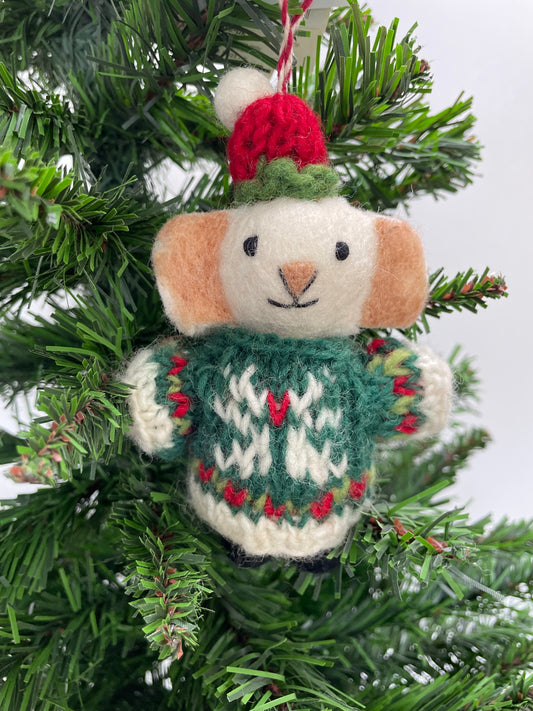 100 % Wool Mouse Christmas Decoration for tree.