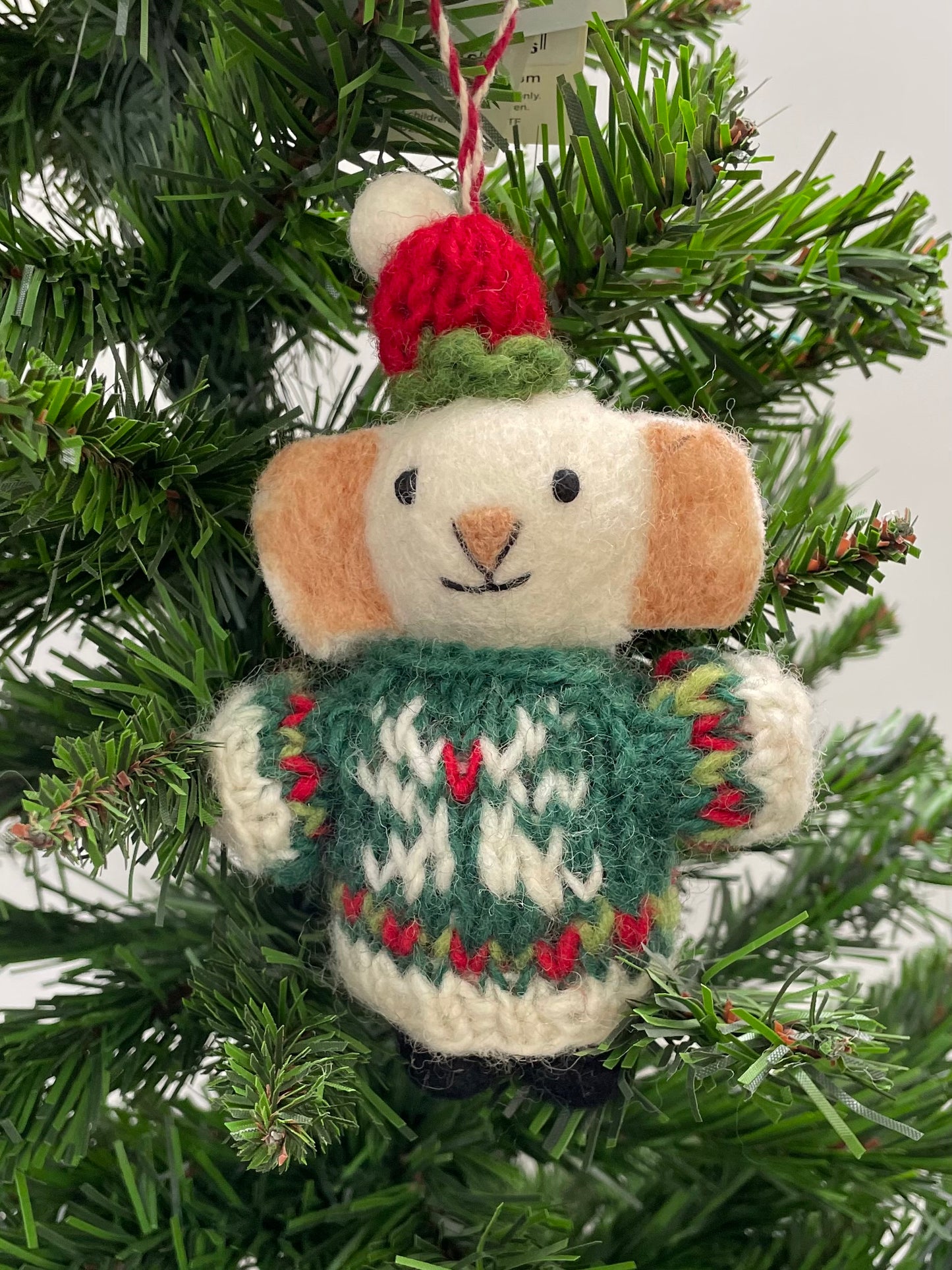 100 % Wool Mouse Christmas Decoration for tree.