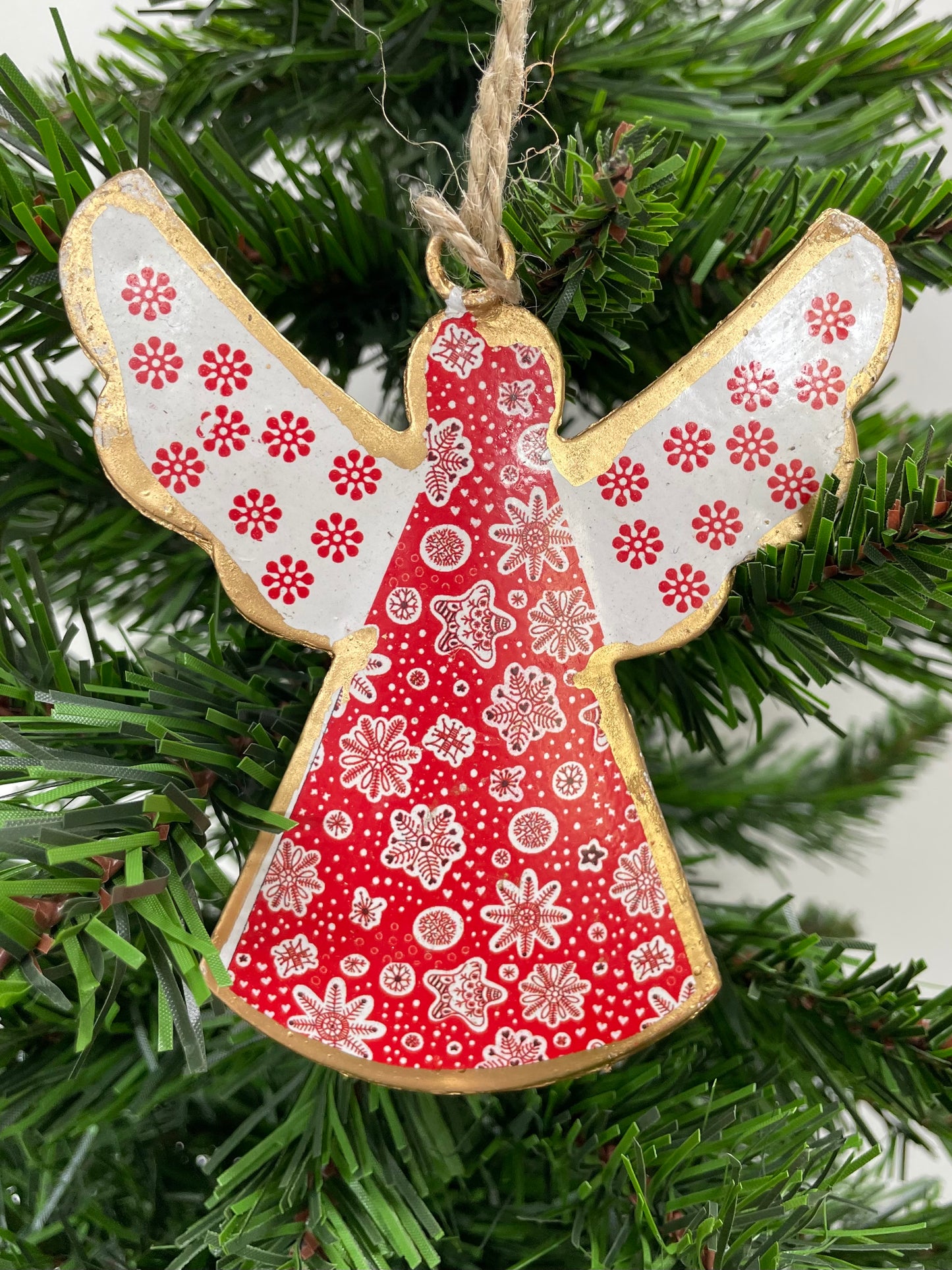Hanging Angel Decoration Red and White