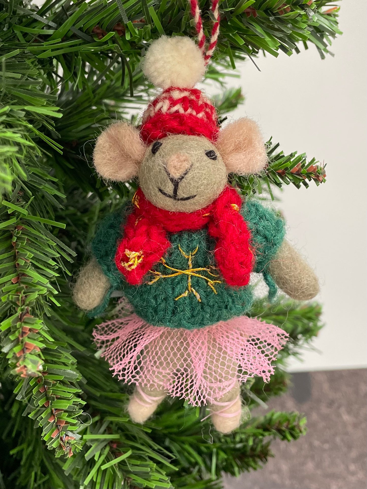 100 % Wool Mouse Christmas Decoration for tree.