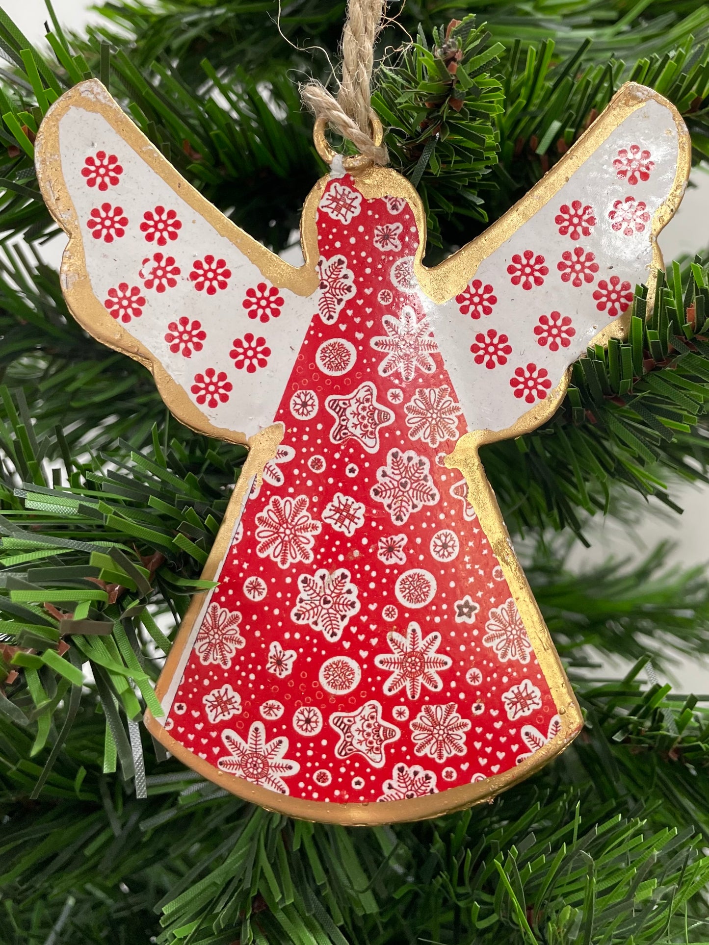 Hanging Angel Decoration Red and White