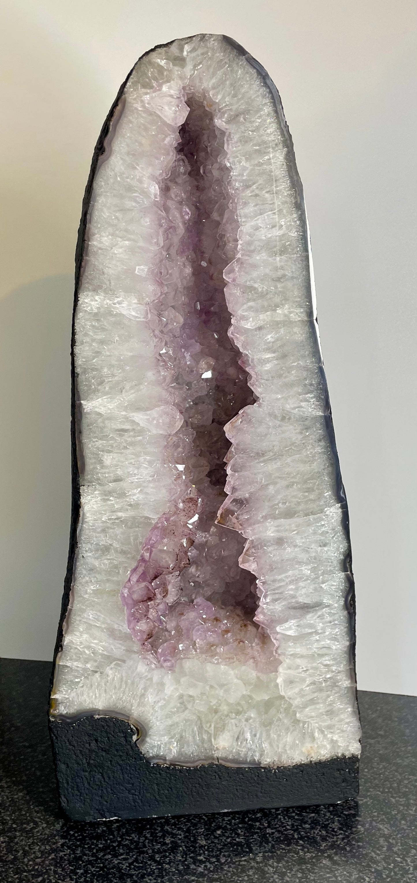 Tall Snowy Amethyst Church Geode (57cm high and 35.2kg)