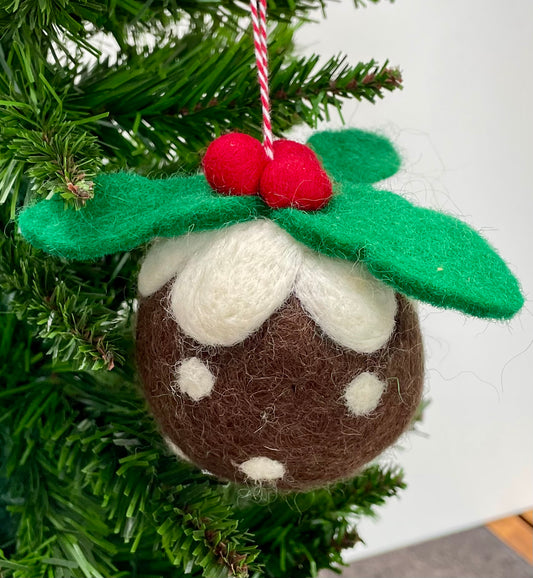 Felt Christmas Pudding Bauble for Christmas tree