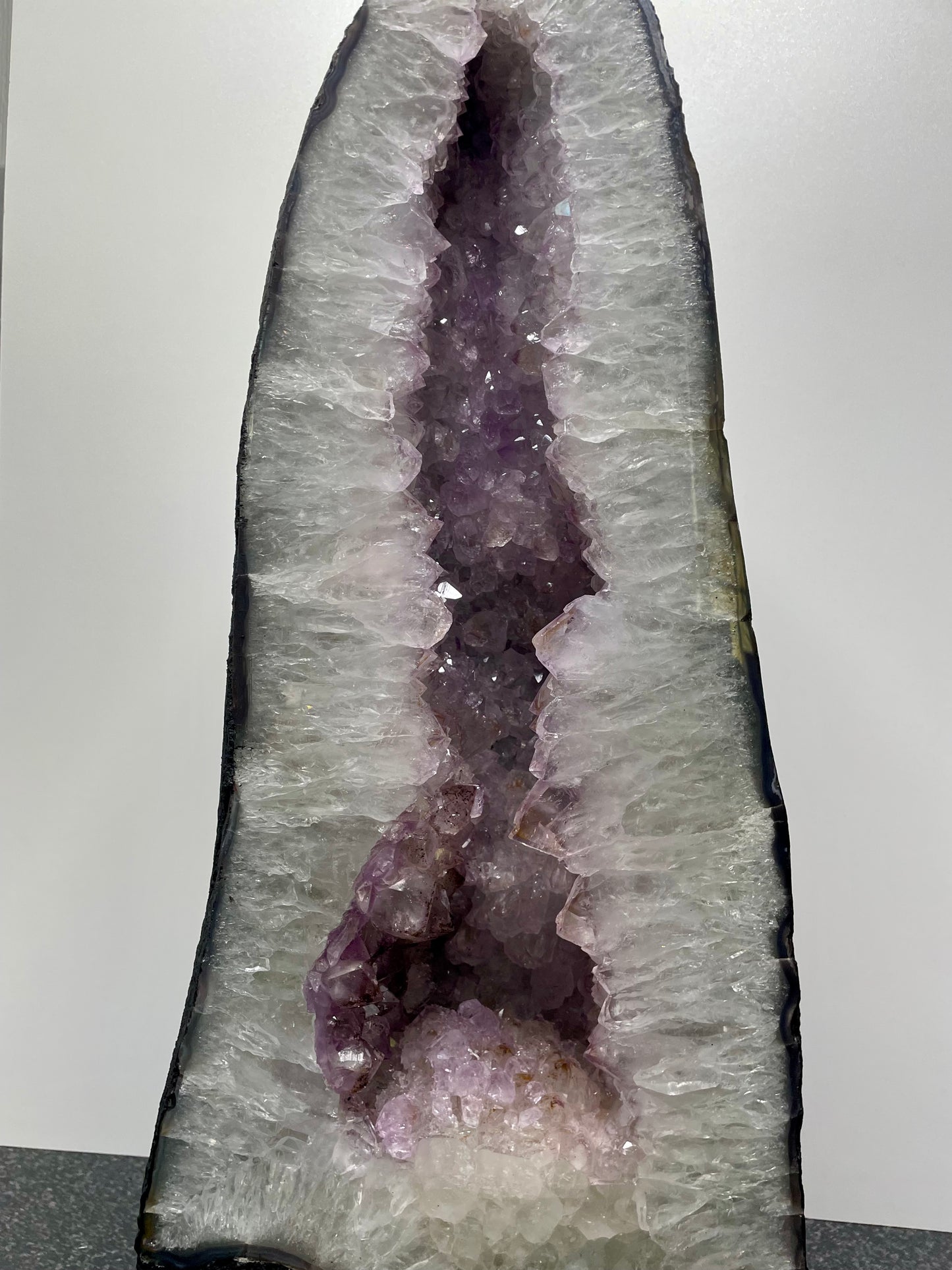 Tall Snowy Amethyst Church Geode (57cm high and 35.2kg)