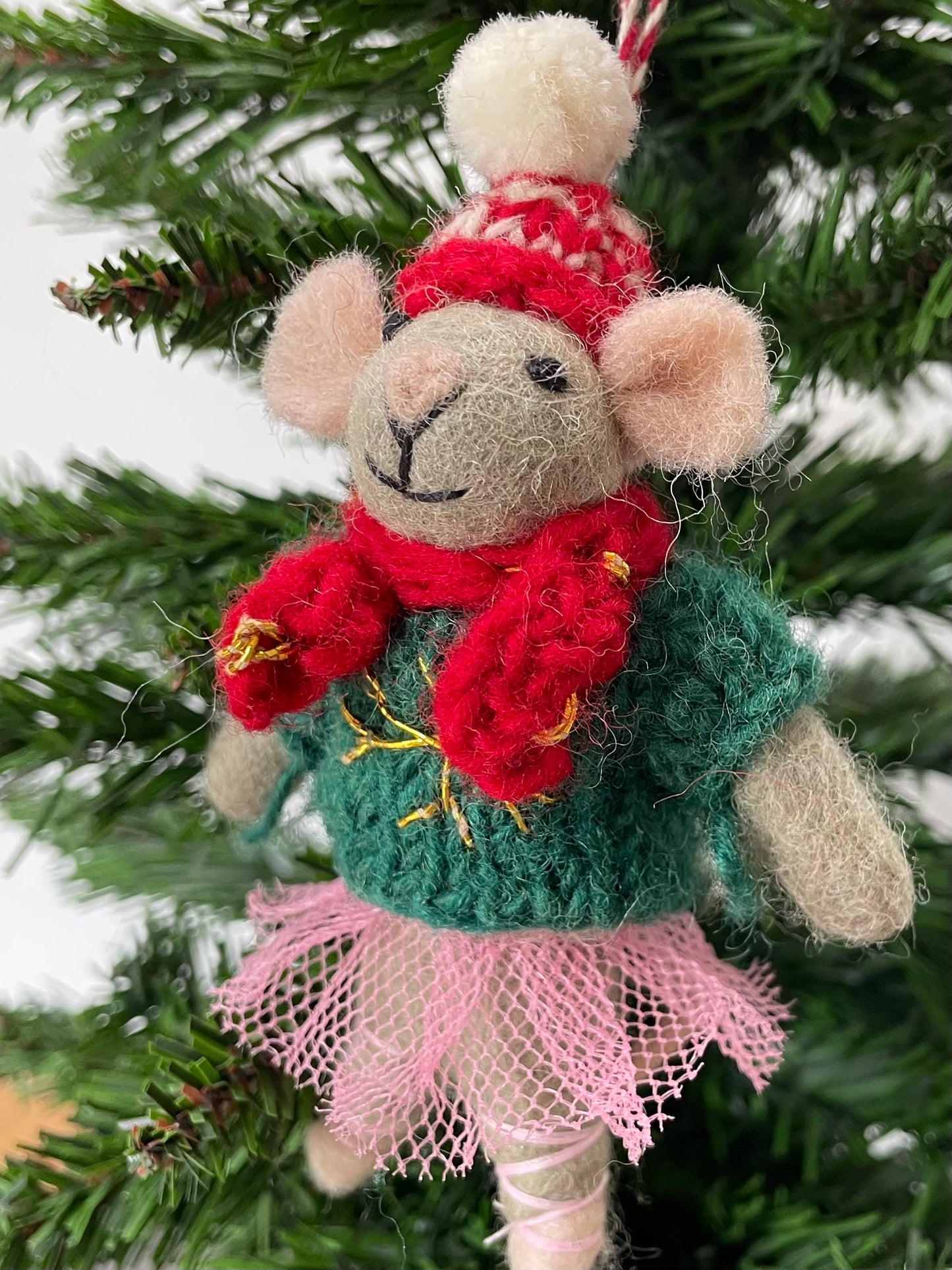 100 % Wool Mouse Christmas Decoration for tree.
