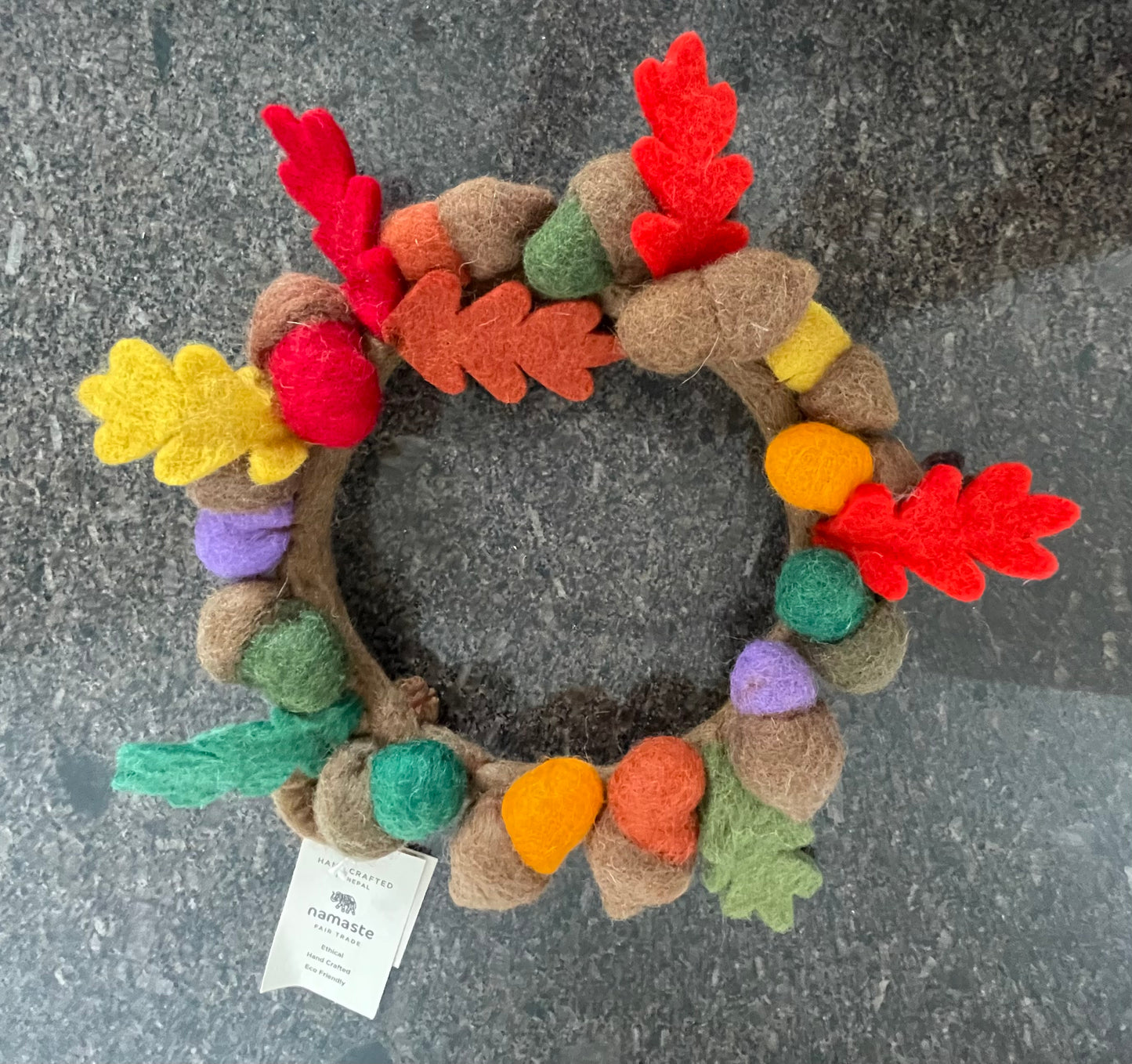 Felt Rainbow Acorn Autumn Wreath