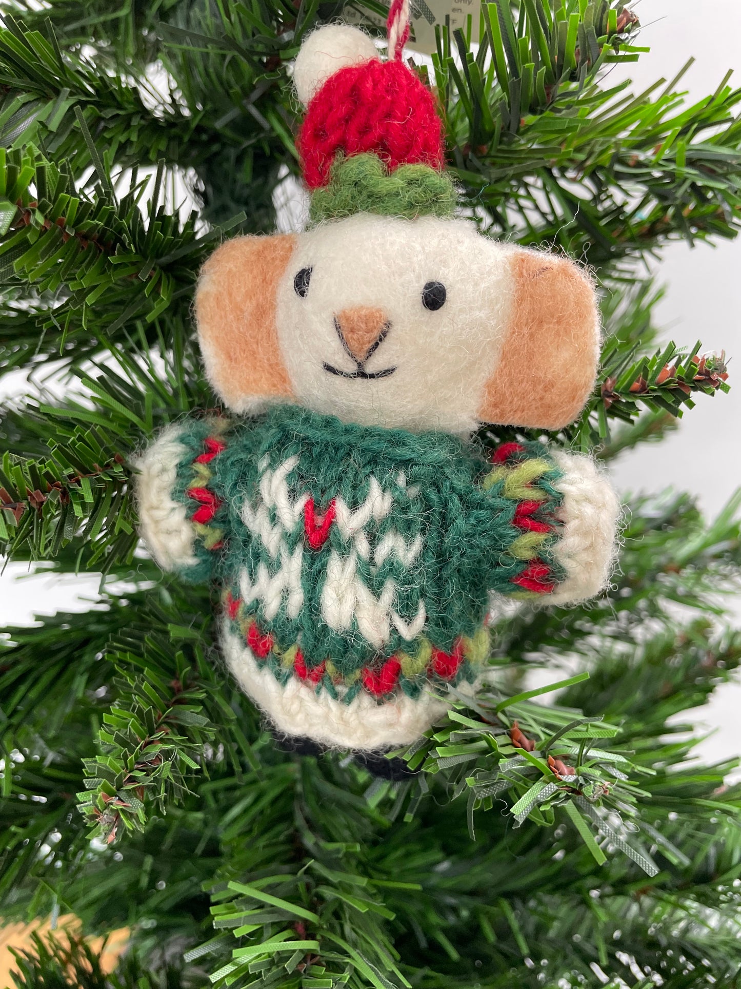 100 % Wool Mouse Christmas Decoration for tree.