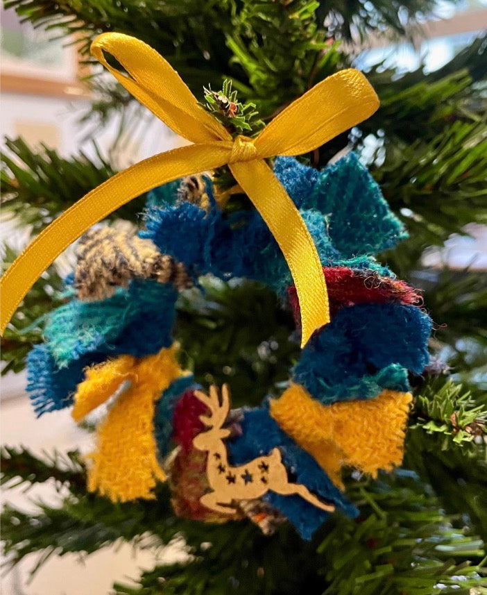 Small Harris Tweed Wreath Christmas Tree Ornament