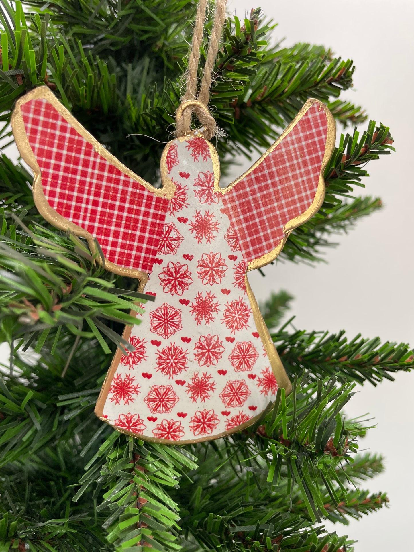 Hanging Angel Decoration Red and White