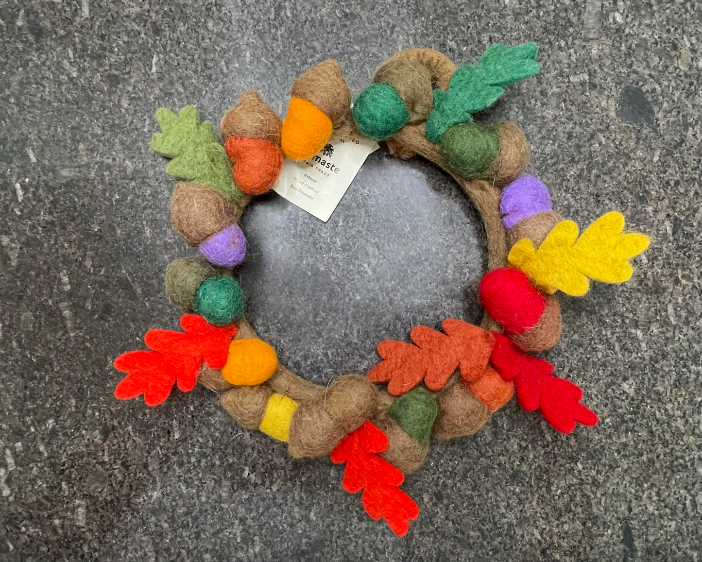 Felt Rainbow Acorn Autumn Wreath