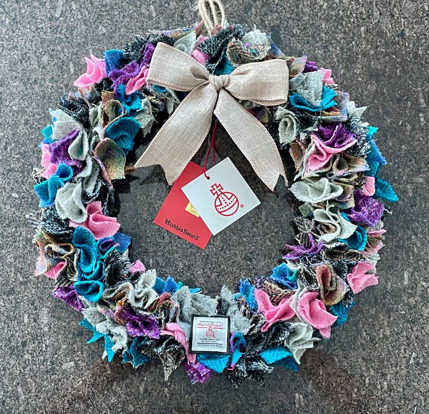 Harris Tweed Fabric Wreath
