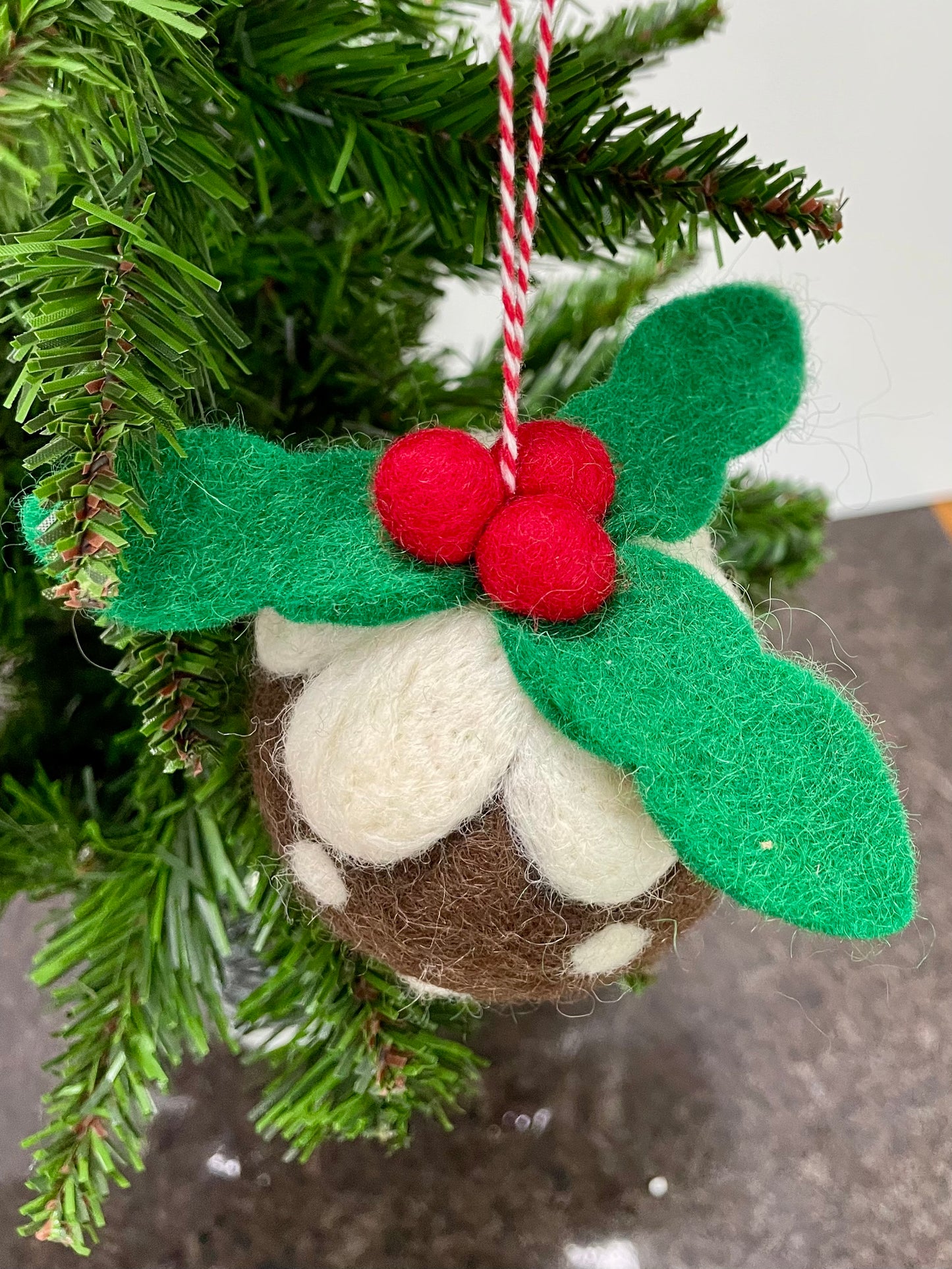 Felt Christmas Pudding Bauble for Christmas tree