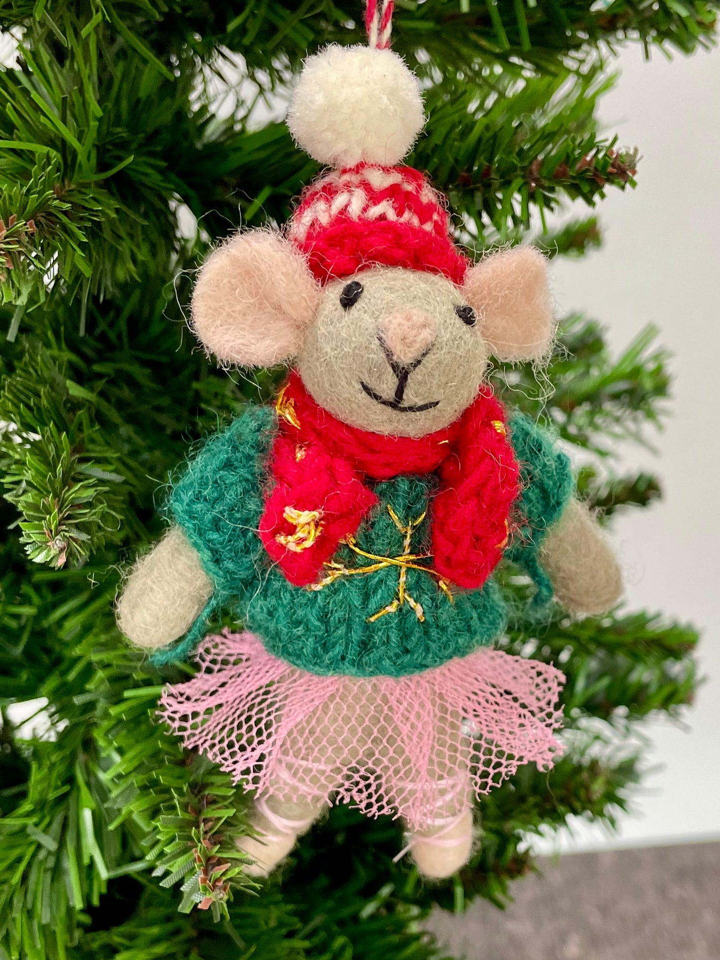 100 % Wool Mouse Christmas Decoration for tree.