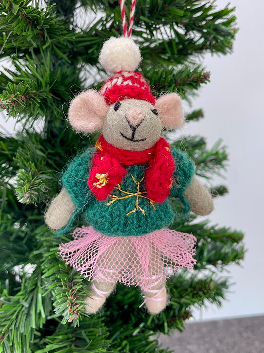 100 % Wool Mouse Christmas Decoration for tree.