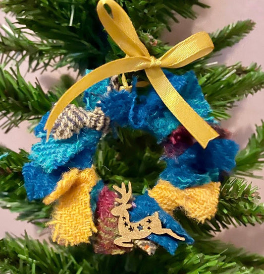 Small Harris Tweed Wreath Christmas Tree Ornament