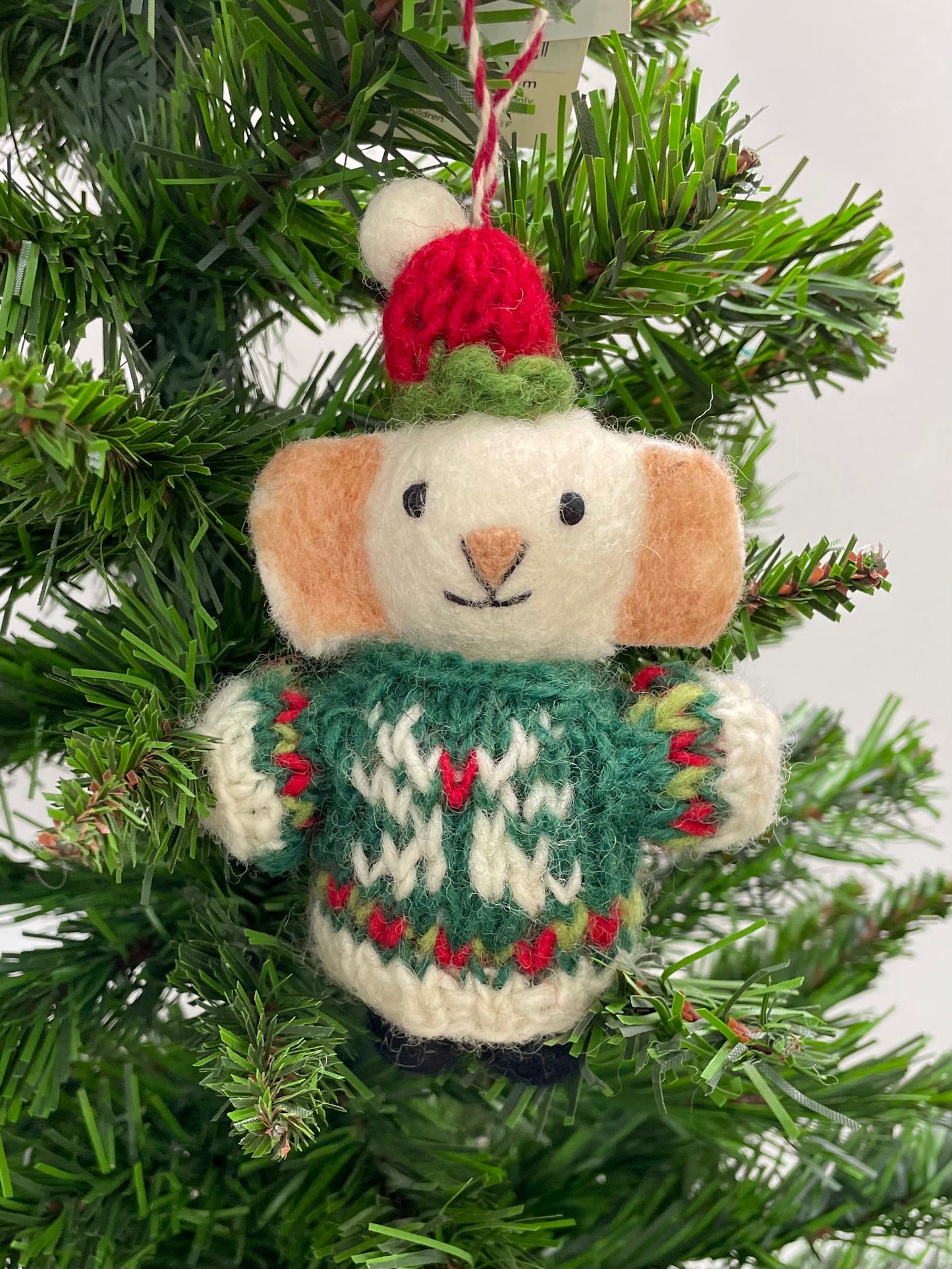 100 % Wool Mouse Christmas Decoration for tree.