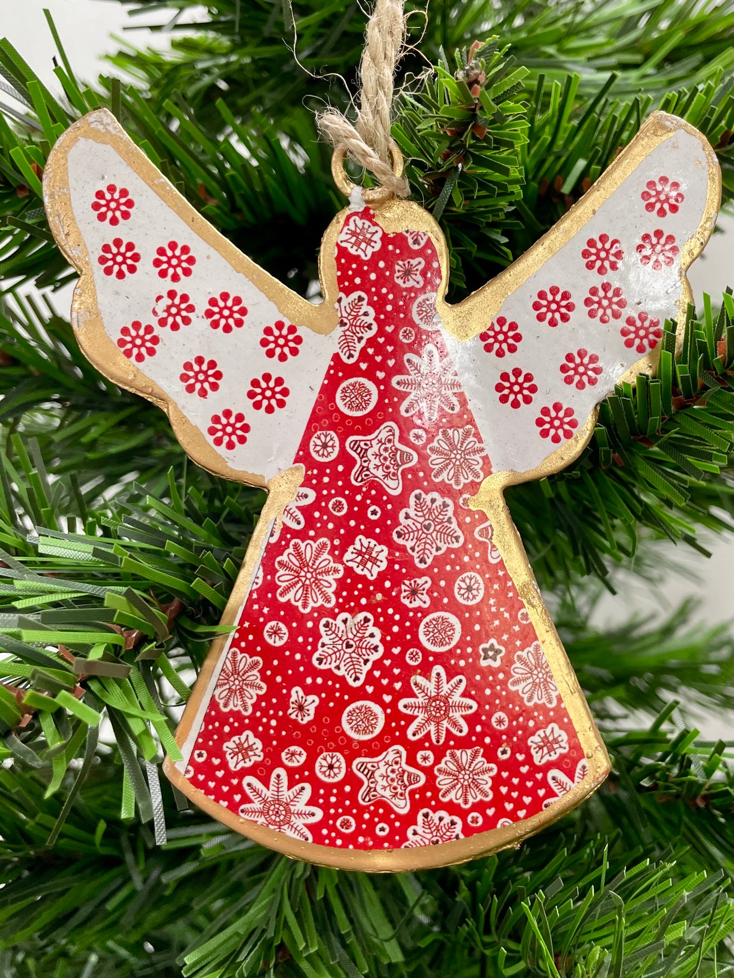 Hanging Angel Decoration Red and White
