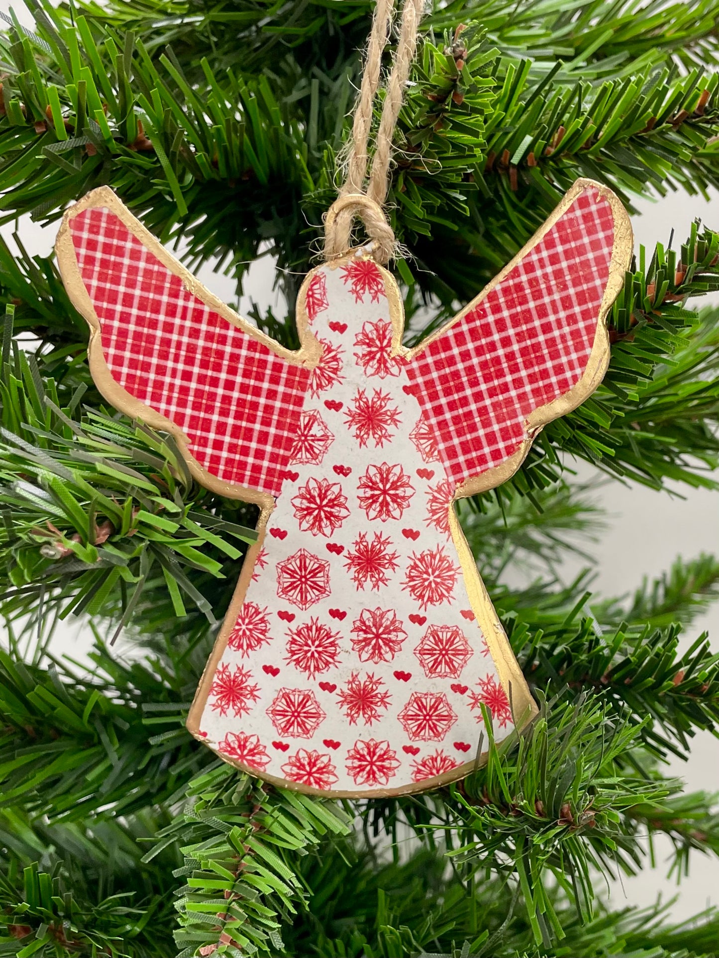 Hanging Angel Decoration Red and White