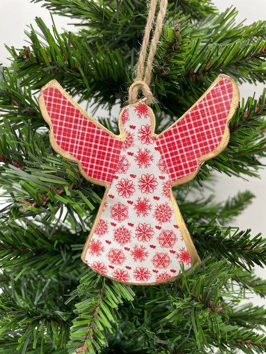 Hanging Angel Decoration Red and White