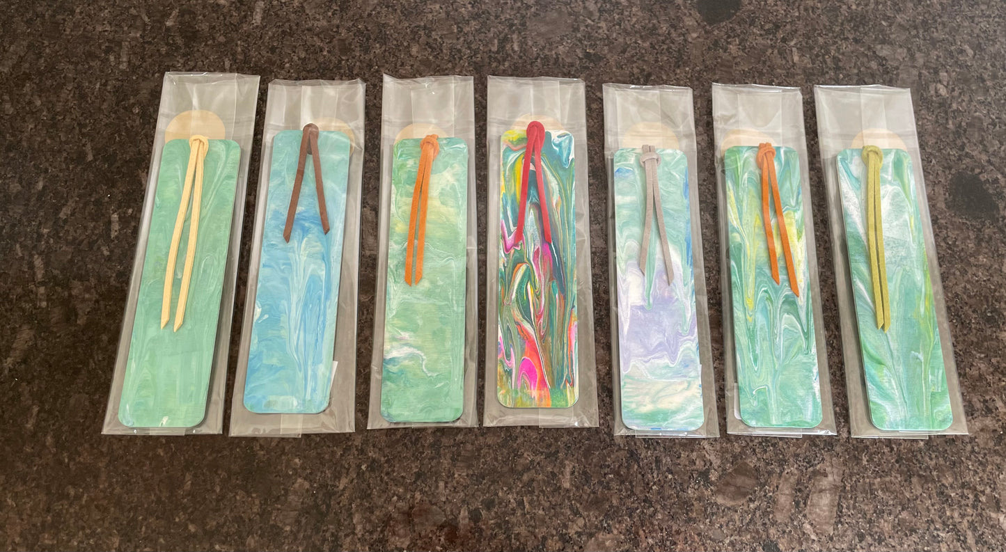 Pouring paint Bookmarks, Unique Handmade Gift, Bookmark.
