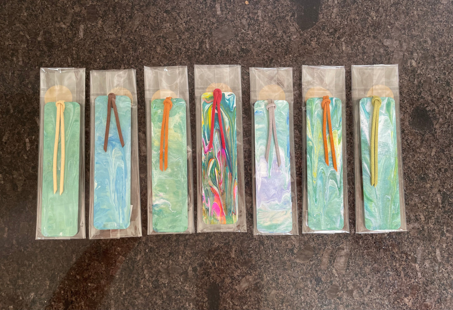 Pouring paint Bookmarks, Unique Handmade Gift, Bookmark.
