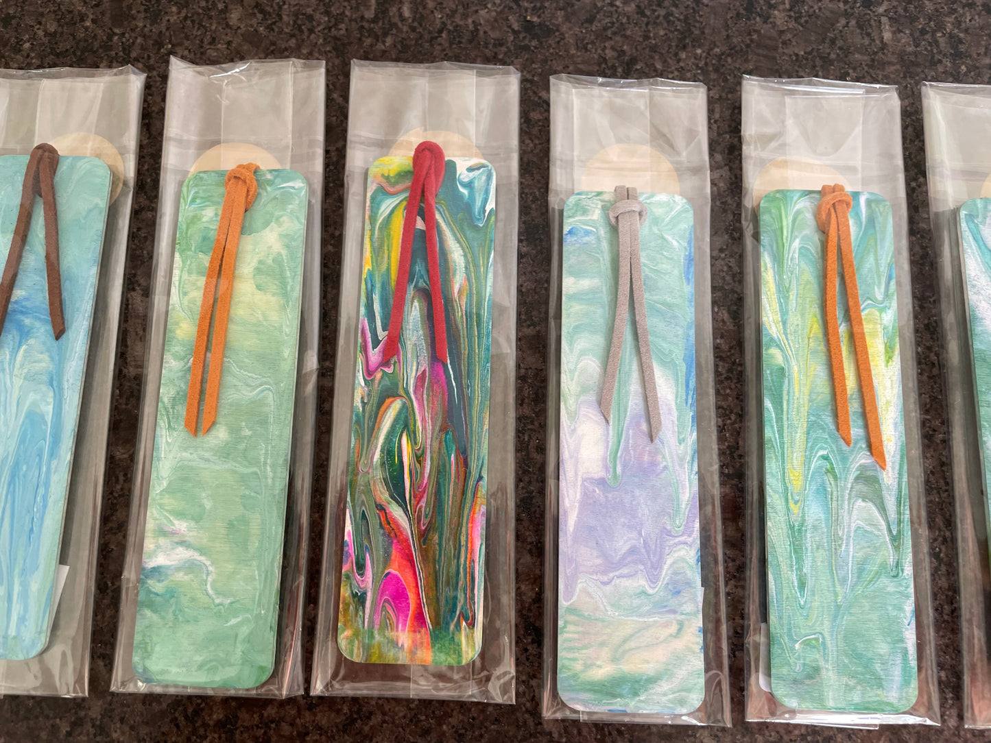Pouring paint Bookmarks, Unique Handmade Gift, Bookmark.
