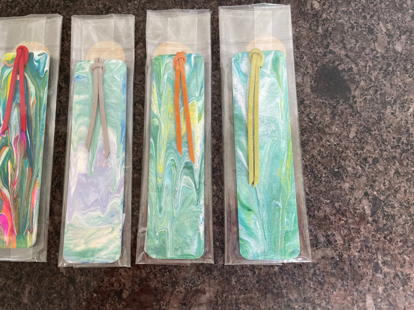 Pouring paint Bookmarks, Unique Handmade Gift, Bookmark.