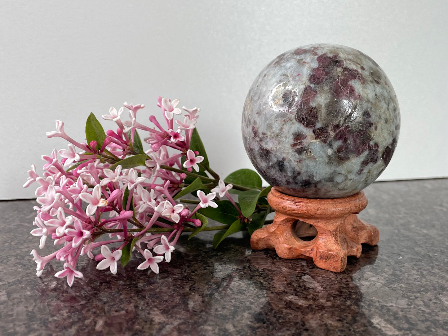 Unique Rubilite Crystal Sphere Tourmaline in Quartz - spiritual healing