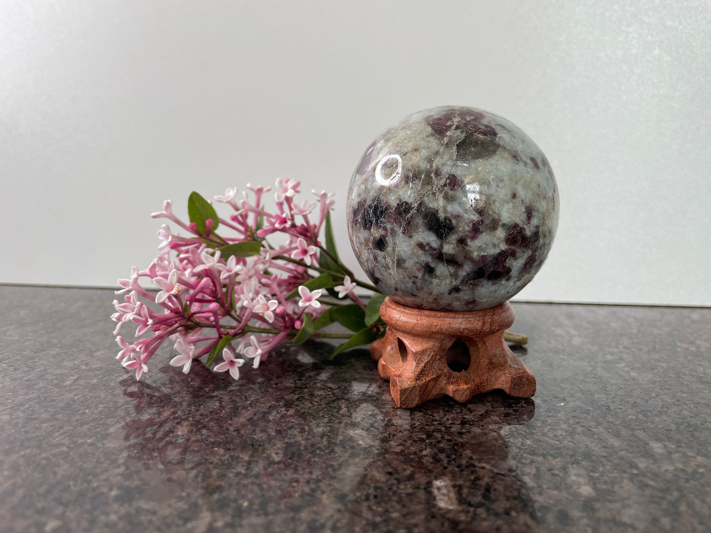 Unique Rubilite Crystal Sphere Tourmaline in Quartz - spiritual healing