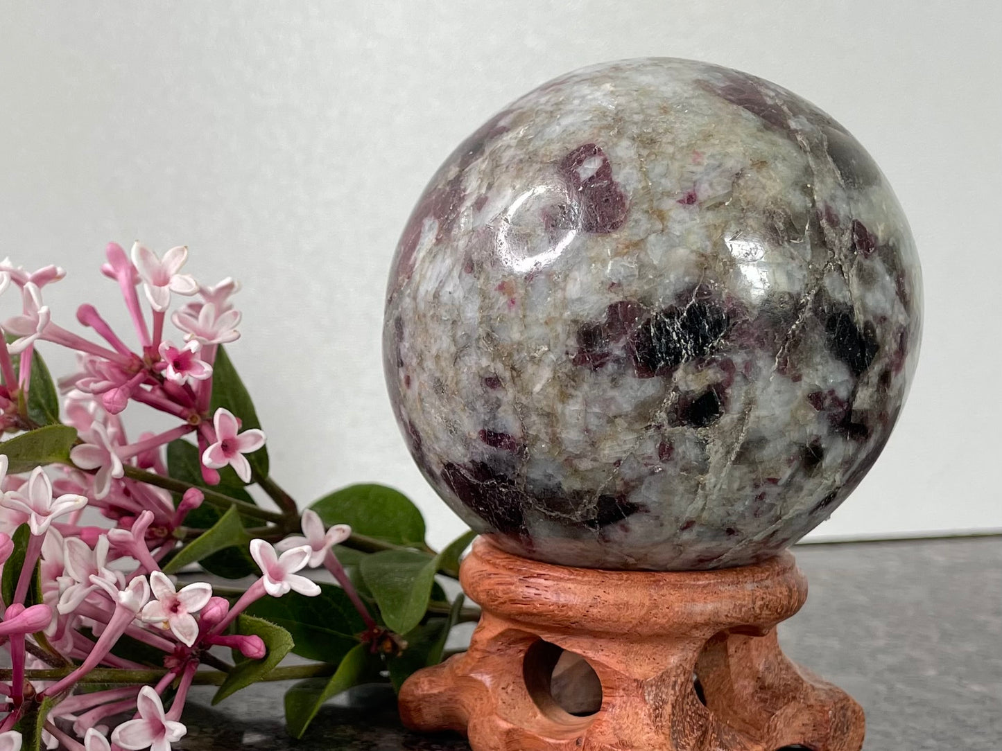 Unique Rubilite Crystal Sphere Tourmaline in Quartz - spiritual healing