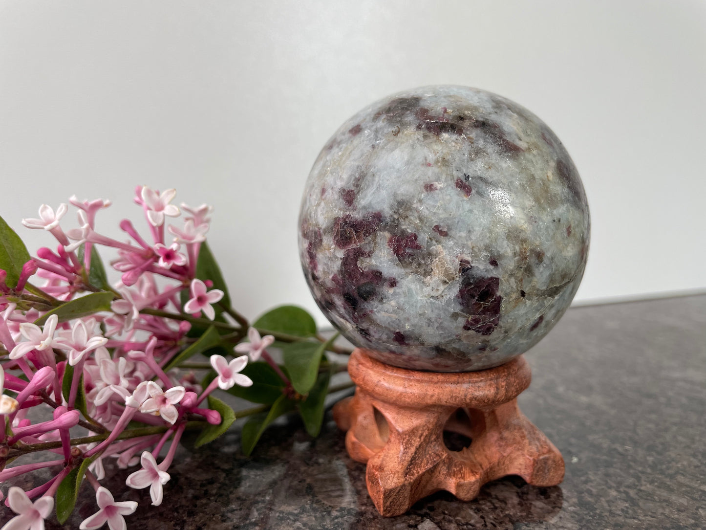 Unique Rubilite Crystal Sphere Tourmaline in Quartz - spiritual healing