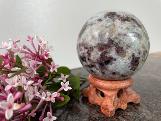 Unique Rubilite Crystal Sphere Tourmaline in Quartz - spiritual healing