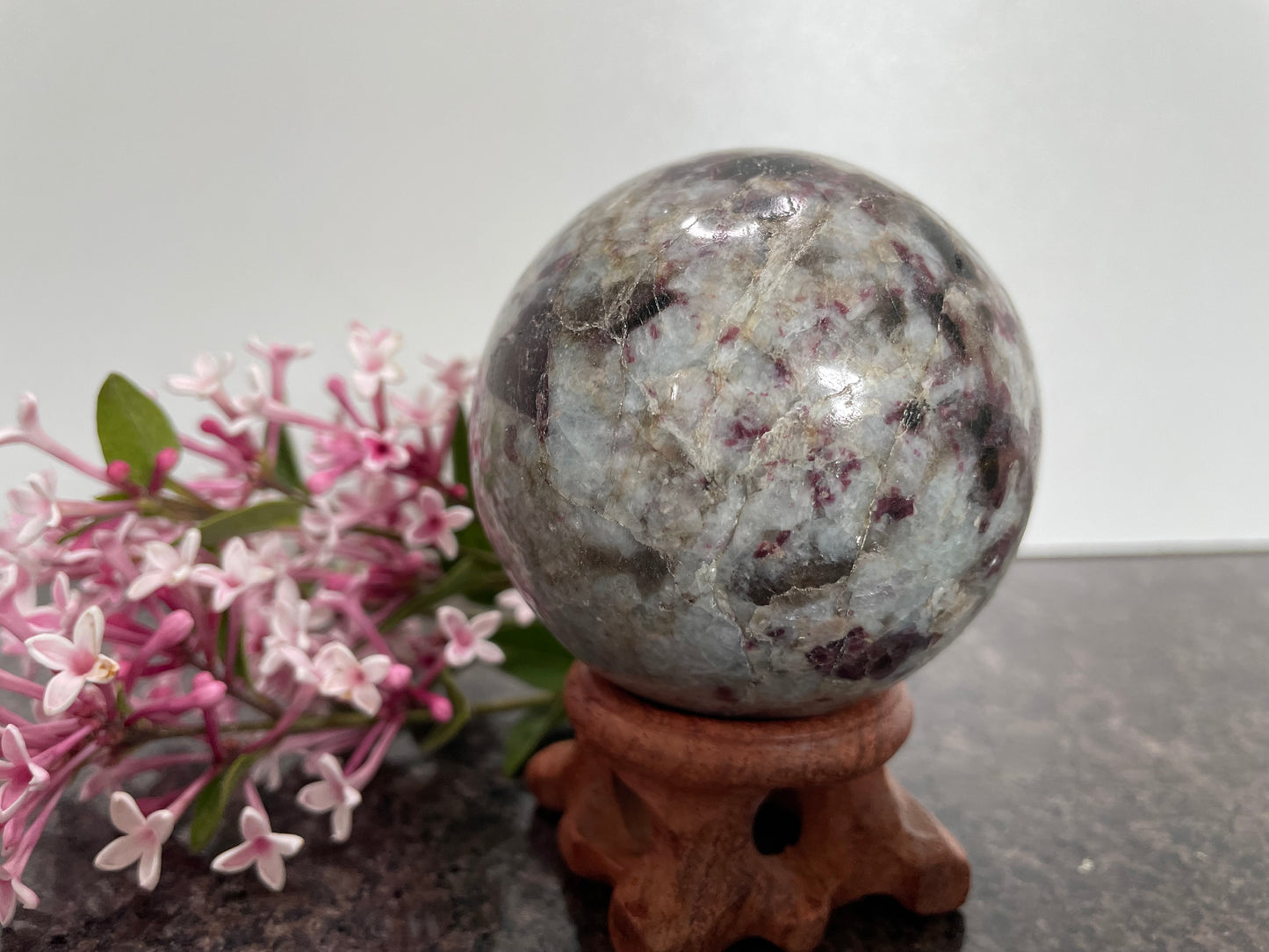 Unique Rubilite Crystal Sphere Tourmaline in Quartz - spiritual healing