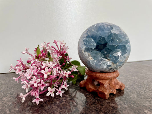 Large Celestite Crystal Sphere - spiritual healing