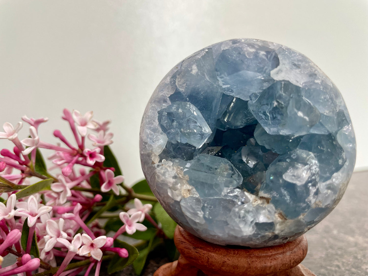 Large Celestite Crystal Sphere - spiritual healing
