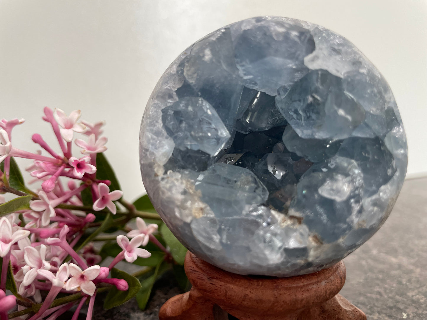 Large Celestite Crystal Sphere - spiritual healing