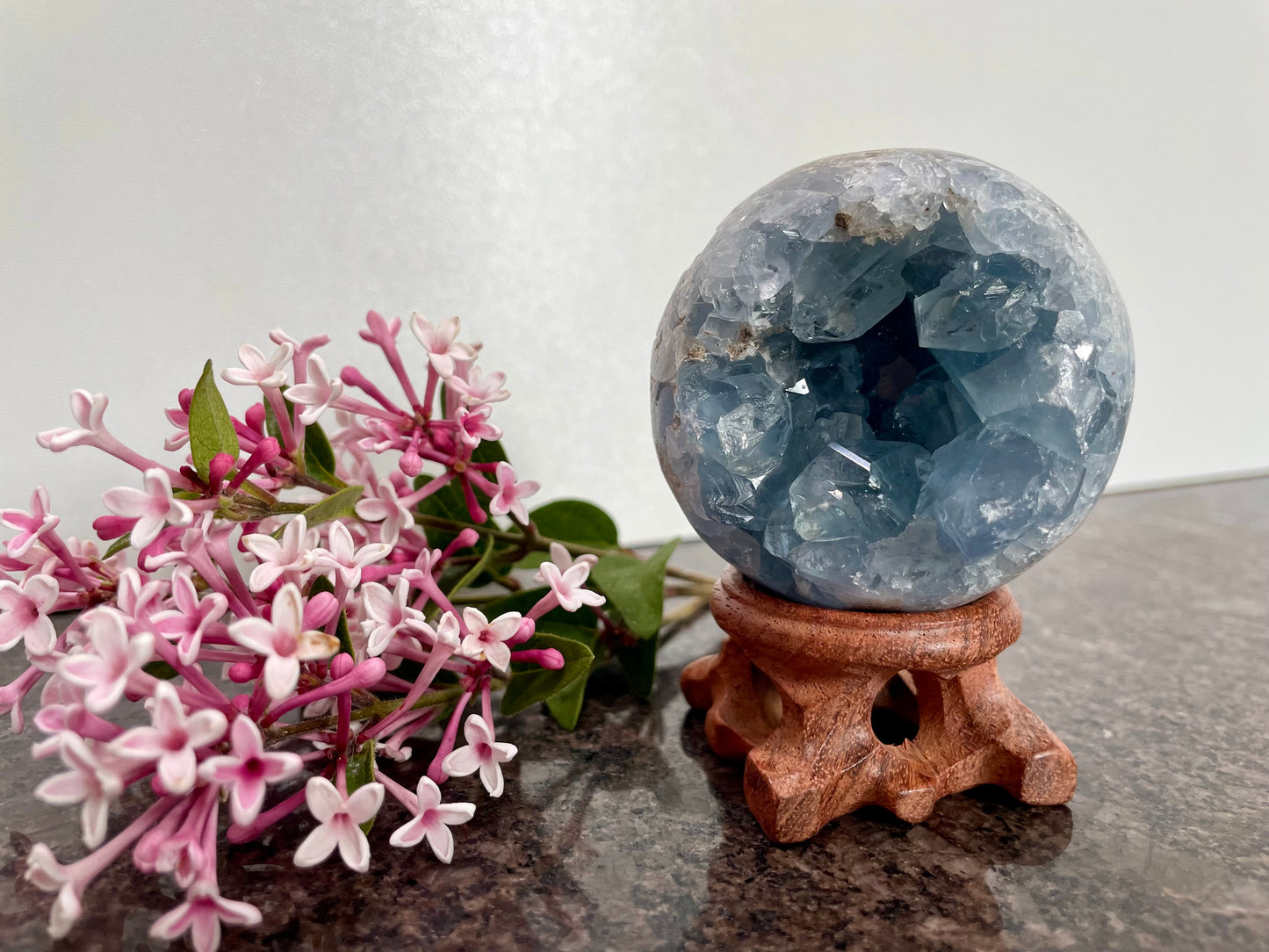 Large Celestite Crystal Sphere - spiritual healing
