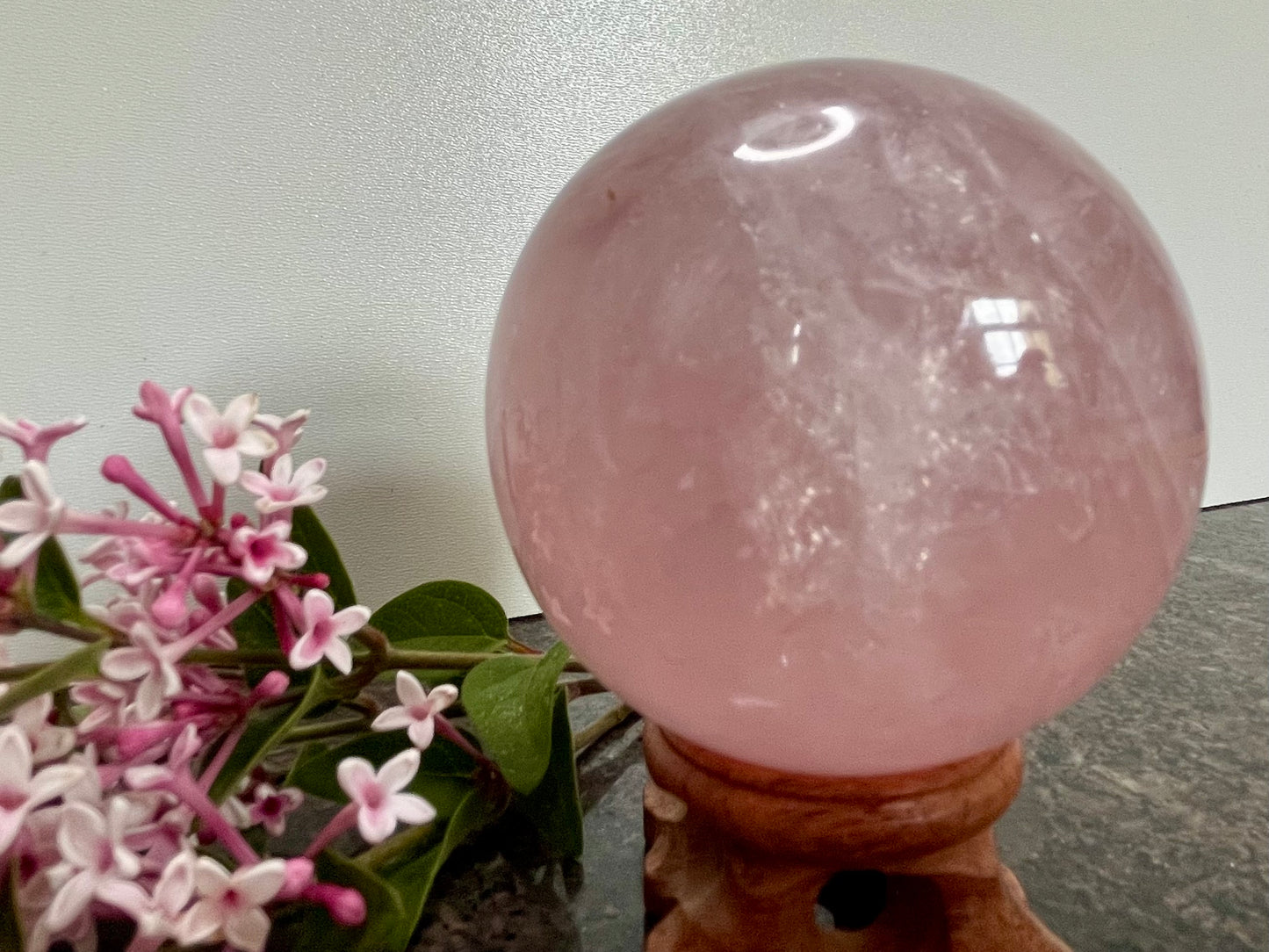 Large Rose Quartz Crystal Sphere - spiritual healing crystal