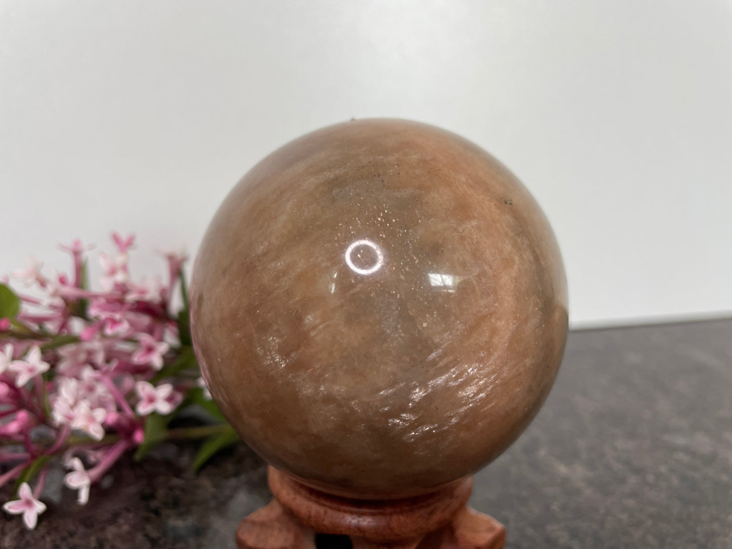 Peach Moonstone Sphere - Spiritual Healing Crystal