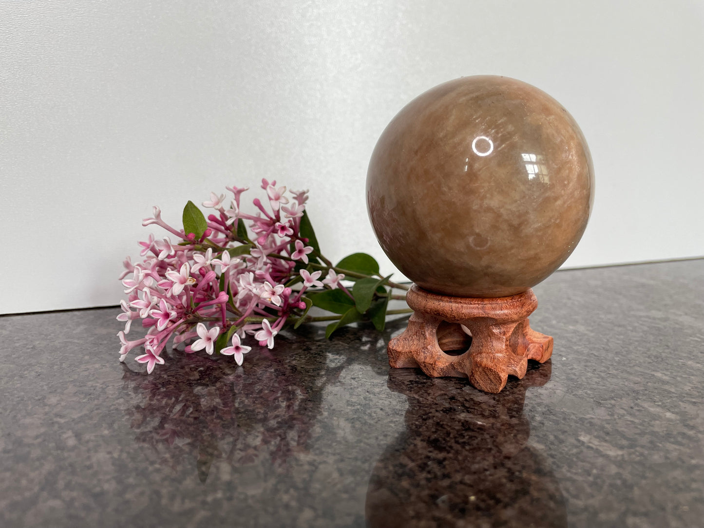 Peach Moonstone Sphere - Spiritual Healing Crystal