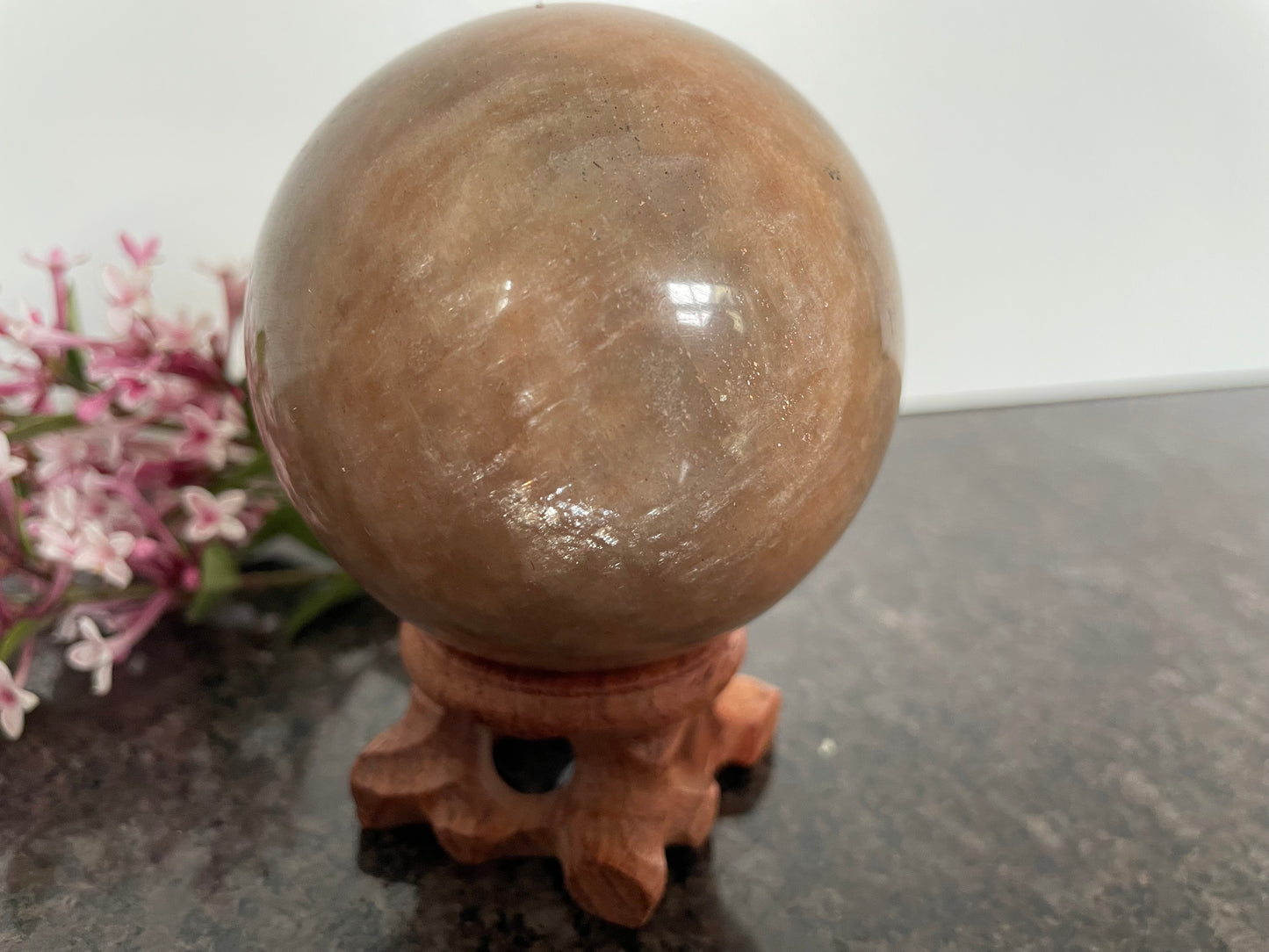 Peach Moonstone Sphere - Spiritual Healing Crystal