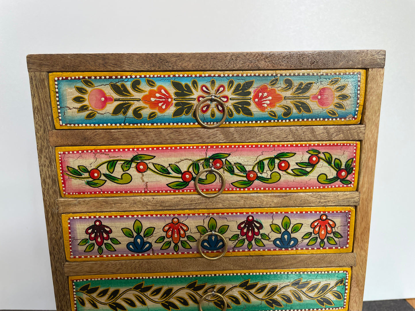 Colourful Indian Hand Painted 6-Drawer Chest - Handmade Artisan Fair Trade