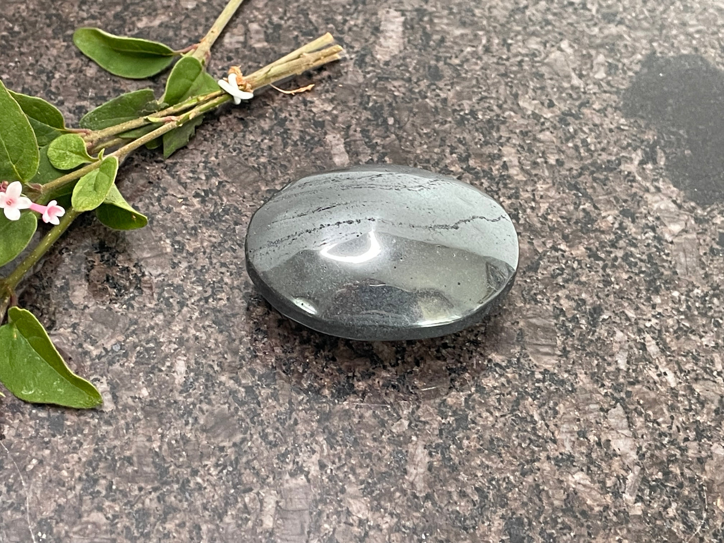 Hematite Palm Stone - spiritual healing crystal