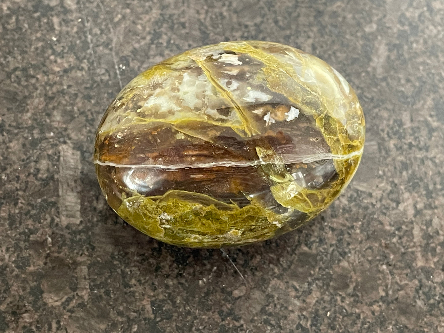 Beautiful Green Opal Palm Stone Crystal - spiritual healing crystal
