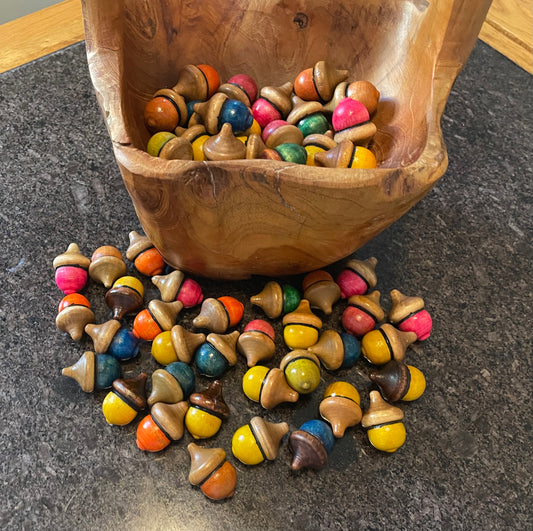 Hand painted Wooden Acorns