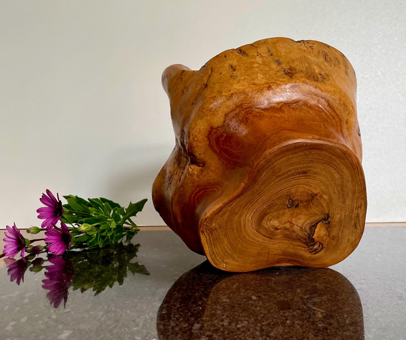 Artisan Solid Wood Decorative Bowl / Basket with handle