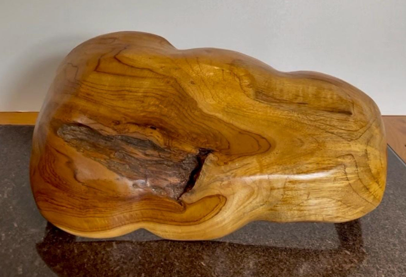 Artisan Solid Wood Decorative Bowl / Basket with handle